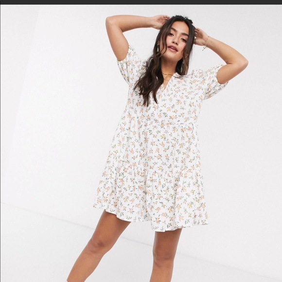 ASOS Curve Dresses & Skirts - Plus size ASOS DESIGN mini smock dress with v neck in floral print